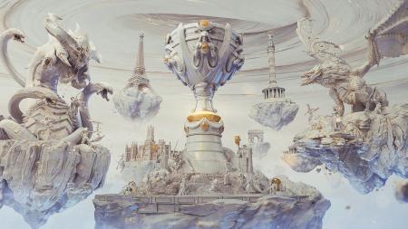 League of Legends Worlds 2019 trophy at the Eiffel Tower